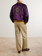 Polo Ralph Lauren - Embroidered Cotton-Blend Satin Bomber Jacket - Purple