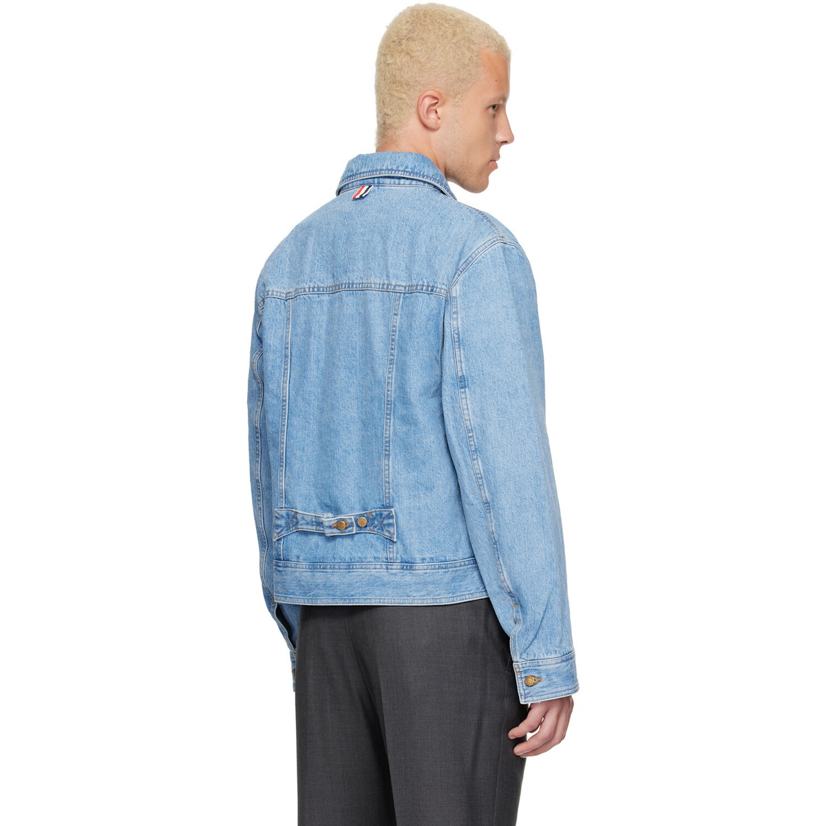 Thom Browne Blue Selvedge Backstrap Utility Denim Jacket