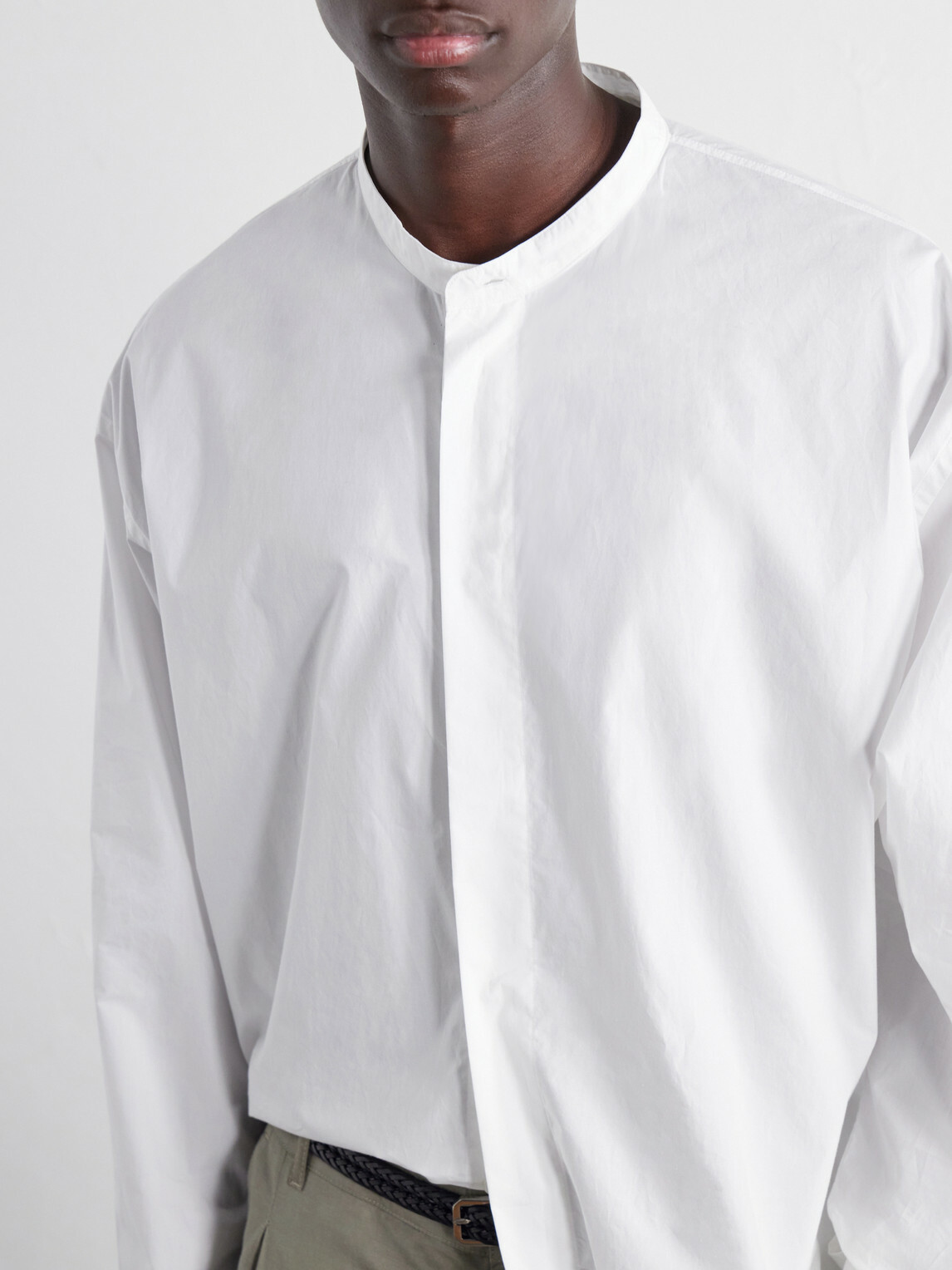 Studio Nicholson - Grandad-Collar Cotton-Poplin Shirt - White
