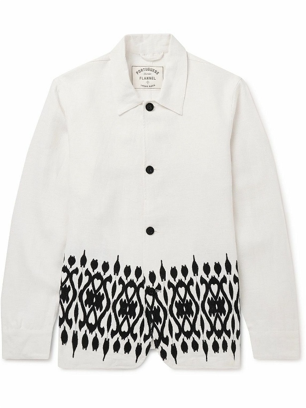 Photo: Portuguese Flannel - Labura Embroidered Linen Chore Jacket - White