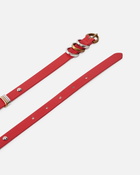 Pinko Thin Leather Belt With Metal Rings 1.5cm Red Mix Gal. Gold Nikel