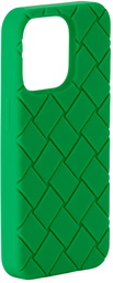 Bottega Veneta Green Rubber Intreccio iPhone 14 Pro Case