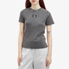 Calvin Klein Women's Label Washed Rib Slim T-Shirt in Washed Black
