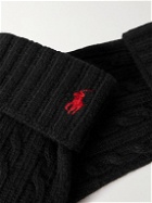 Polo Ralph Lauren - Logo-Embroidered Cable-Knit Wool-Blend Gloves