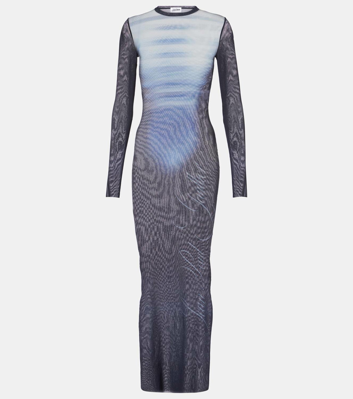 Jean Paul Gaultier La Male printed mesh maxi dress Jean Paul Gaultier