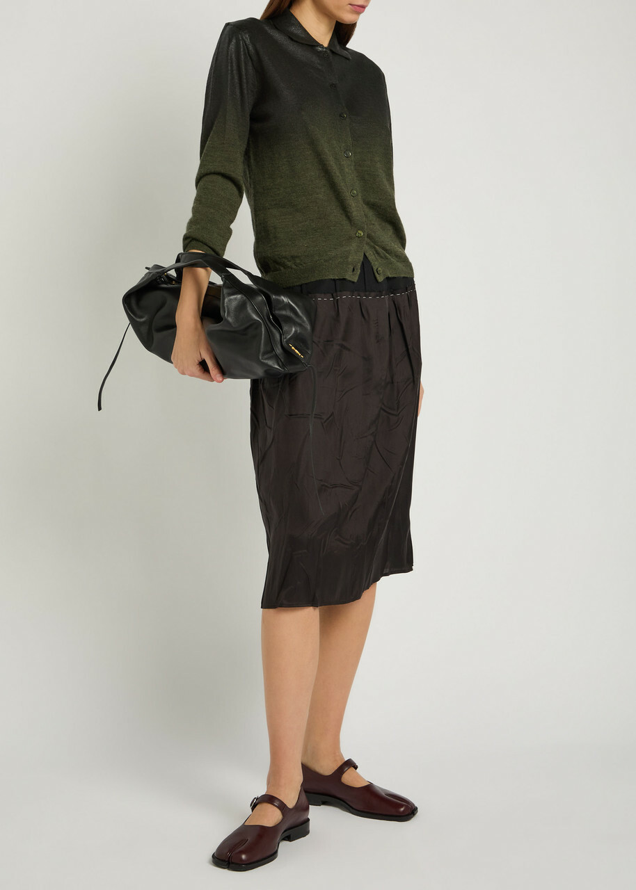 Maison Margiela Layered Satin Midi Skirt Black