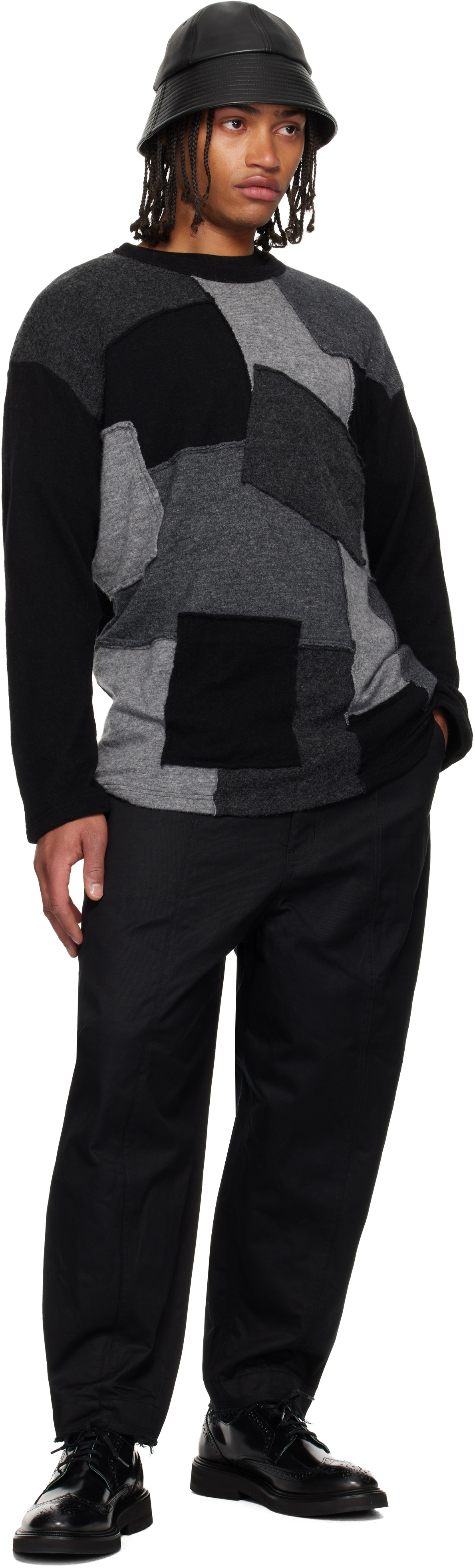 Comme des Garçons Homme Black & Gray Wool Jersey Sweater