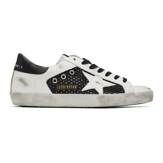 Photo: Golden Goose Black and White Mesh Superstar Sneakers