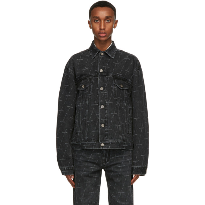 Photo: Balenciaga Black Denim Logo Large Fit Jacket