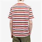 Beams Plus Men's Multi Stripe Pocket T-Shirt in Red