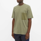 Folk Men's Stack T-Shirt in Mid Olive/Ecru