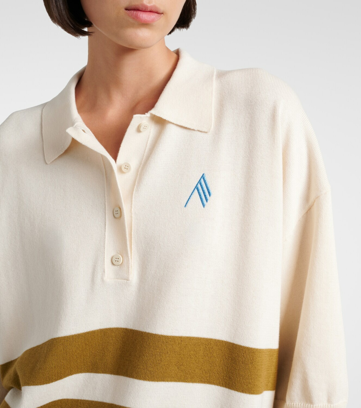 The Attico Striped oversized cotton polo shirt
