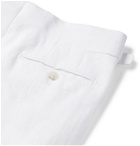 Saman Amel - Tapered Pleated Linen Trousers - White