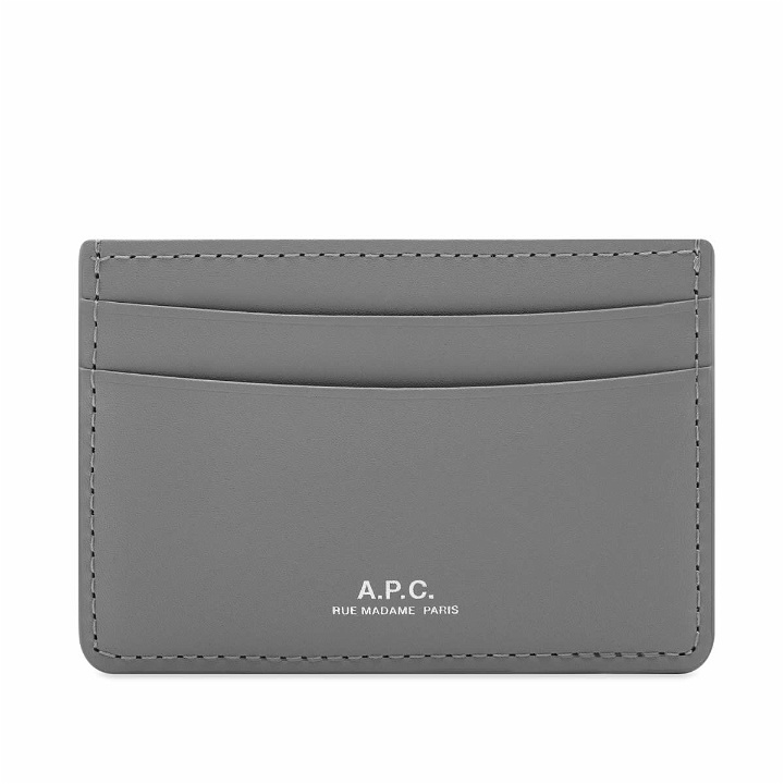 Photo: A.P.C. Men's Andre Smooth Leather Card Holder in Clay Grey