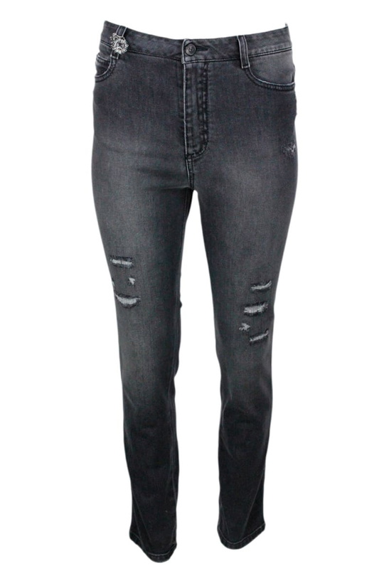 Photo: Ermanno Scervino High-waisted Stretch Denim Jeans With Fake Tears