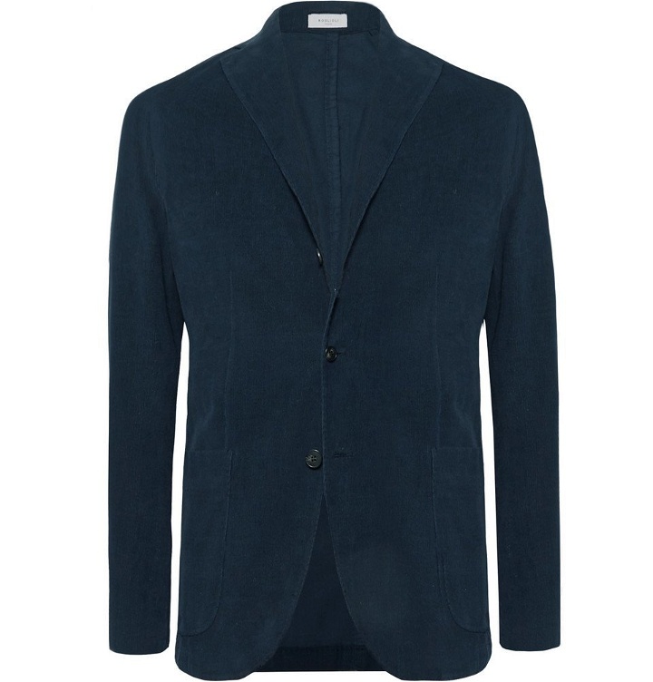 Photo: Boglioli - Midnight-Blue Slim-Fit Unstructured Stretch-Cotton Corduroy Suit Jacket - Men - Midnight blue