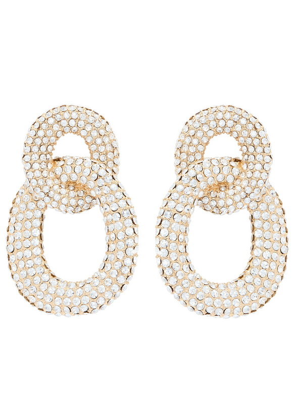Photo: Self-portrait Crystal-embellished Link Drop Earrings - Gold - One Size