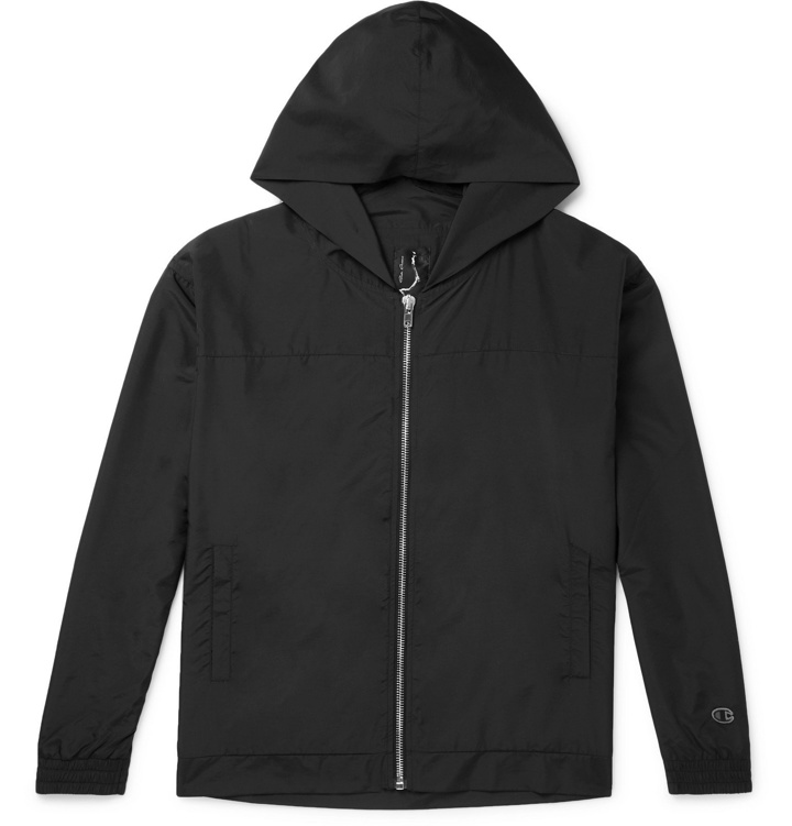 Photo: Rick Owens - Champion Shell Zip-Up Hoodie - Black