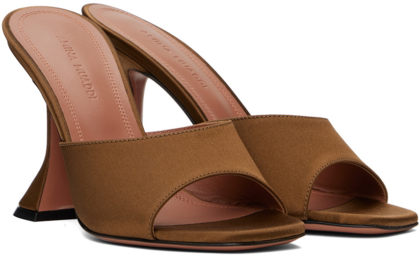 サンダル・ミュール AMINA MUADDI ANOKSLIPPER105 Sandals Brown Anok 105 satin mules in brown - Amina Muaddi | Mytheresa