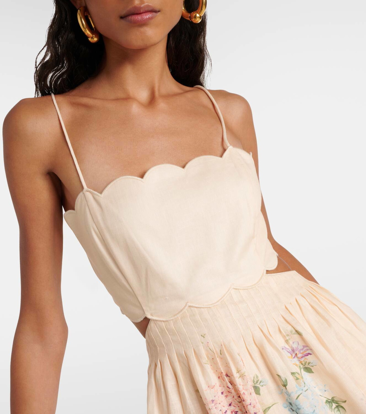 【Zimmermann】Halliday scalloped floral linen midi dress Zimmermann Halliday scalloped floral linen midi dress Zimmermann