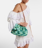 Aquazzura Calypso floral-appliqué raffia clutch