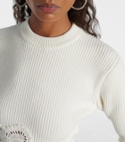 Area Embellished cotton-blend sweater