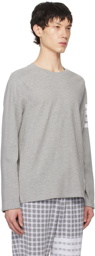 Thom Browne Gray 4-Bar Stripe Long Sleeve T-Shirt