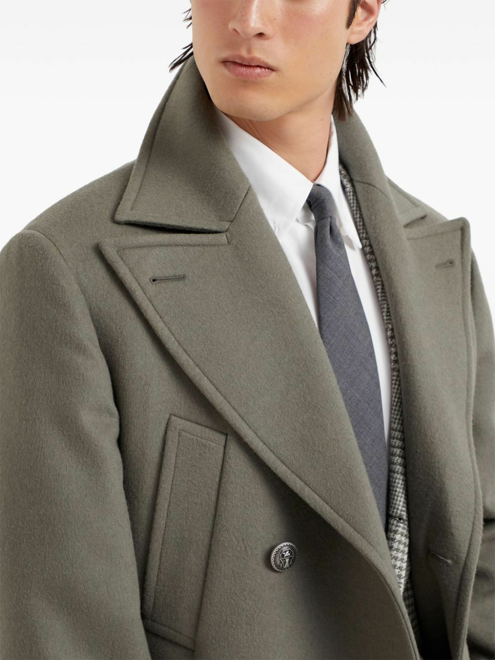 ブルネロクチネリ Brunello Cucinelli Coat Brunello Cucinelli - Light Gray Wool Top Coat | Mitchell Stores