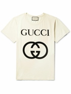 GUCCI - Oversized Logo-Print Cotton-Jersey T-Shirt - Neutrals