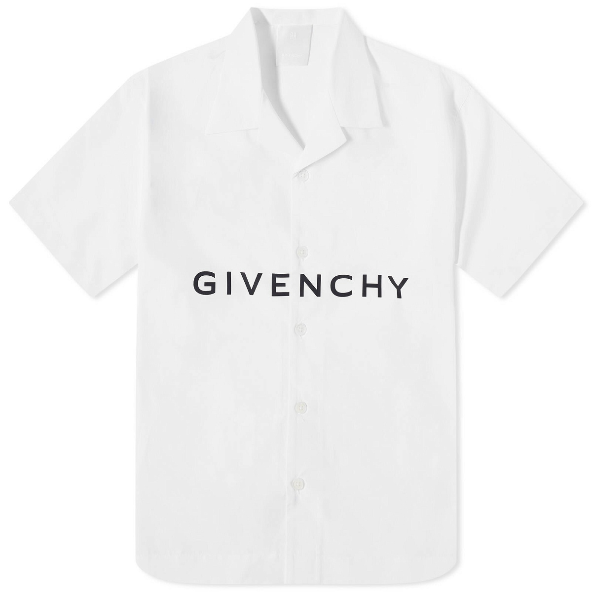 Photo: Givenchy Men's Logo Hawaiian Shirt in White/Black