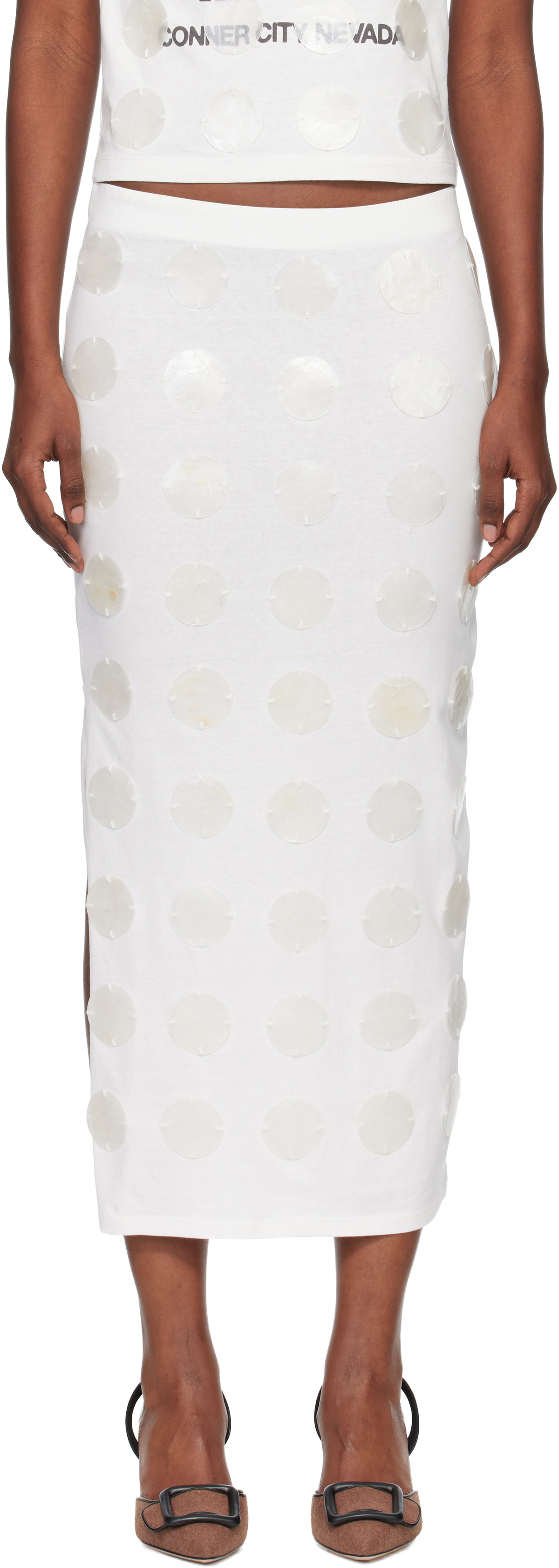Conner Ives Mother of Pearl Paillette Maxi Skirt