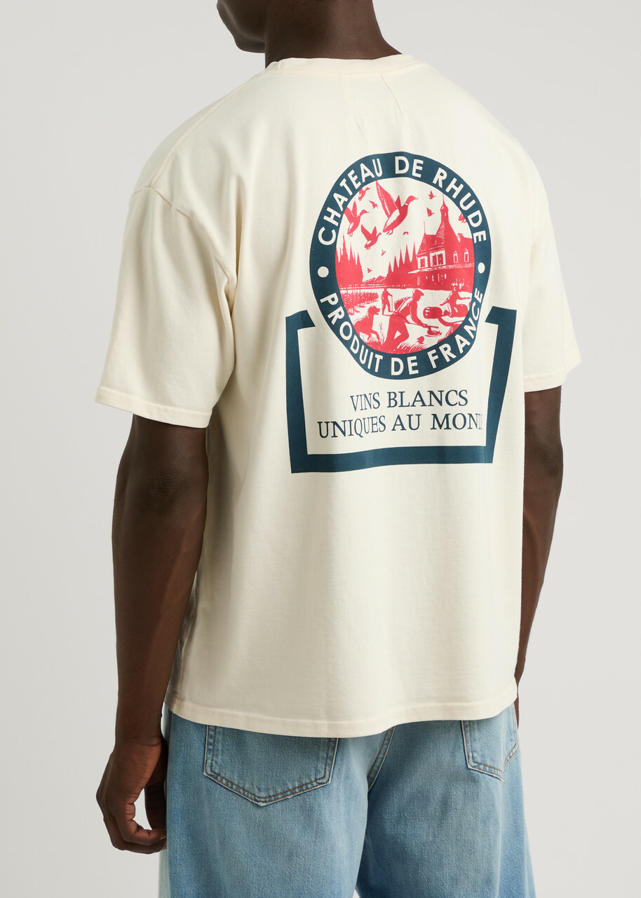 Rhude Bordeaux Printed Cotton T-shirt Cream Rhude