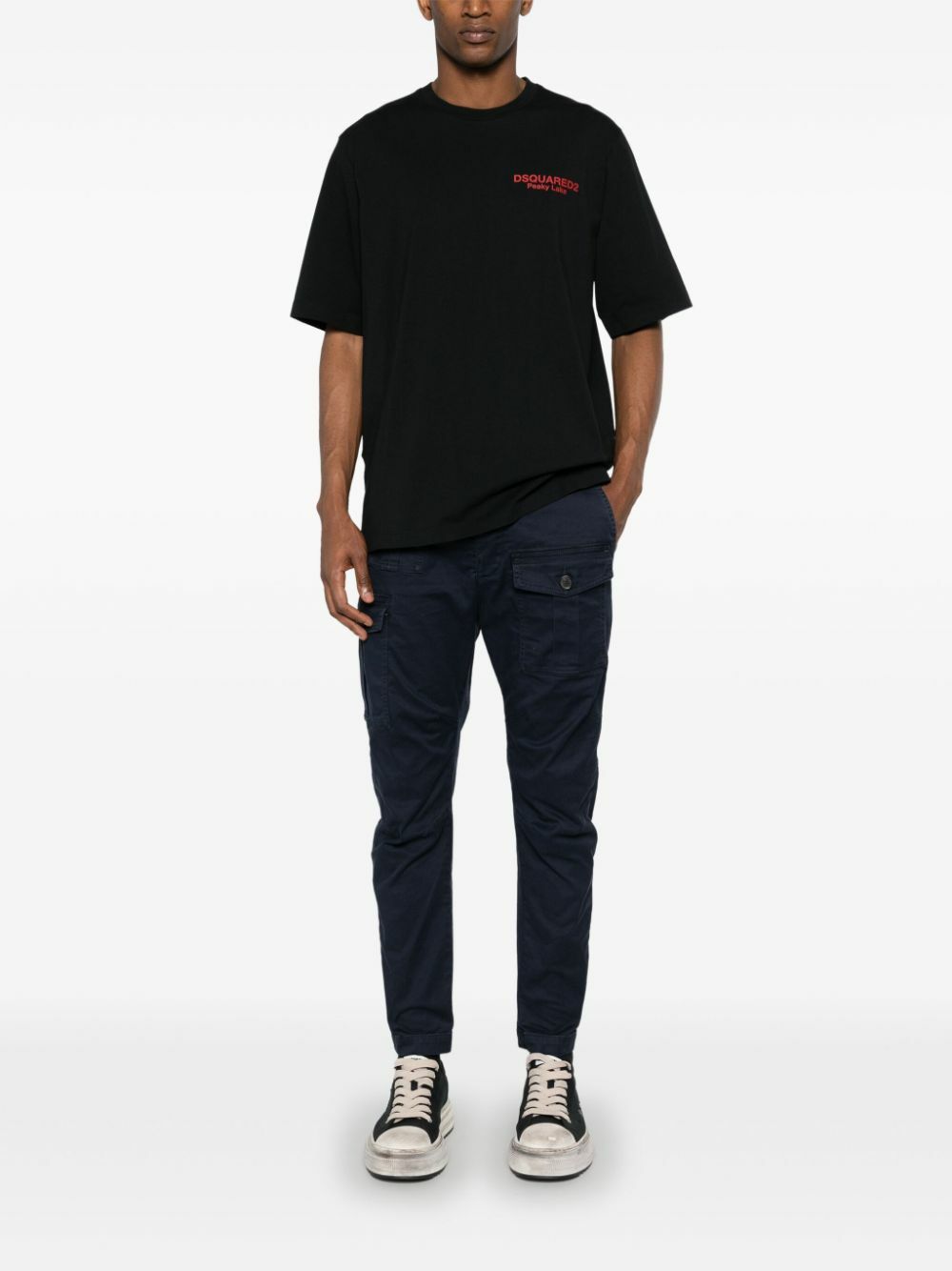 Dsquared² Black Cotton Cargo Boxer Above Knee Shorts