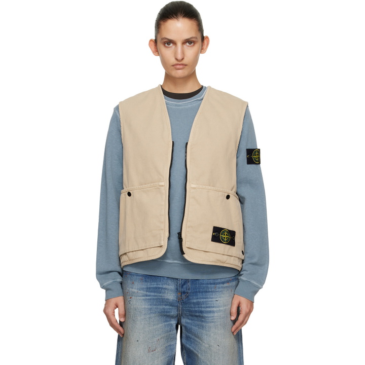 Photo: Stone Island Beige 6100007 Organic Panama Cotton 'Old' Effect Vest