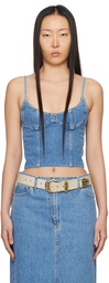 Magda Butrym Blue Paneled Denim Tank Top