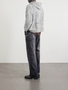 SAINT MXXXXXX - Printed Distressed Cotton-Jersey Hoodie - Gray