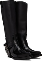 Versace Black Texano Knee-High Tall Boots