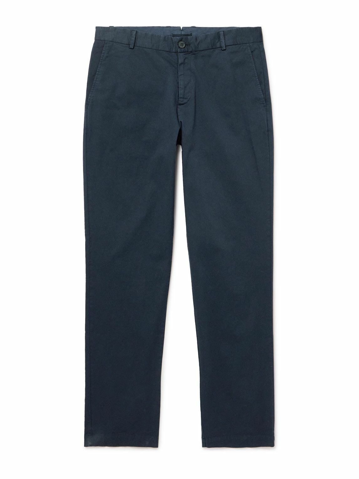 Sunspel - Straight-Leg Cotton-Blend Twill Chinos - Blue