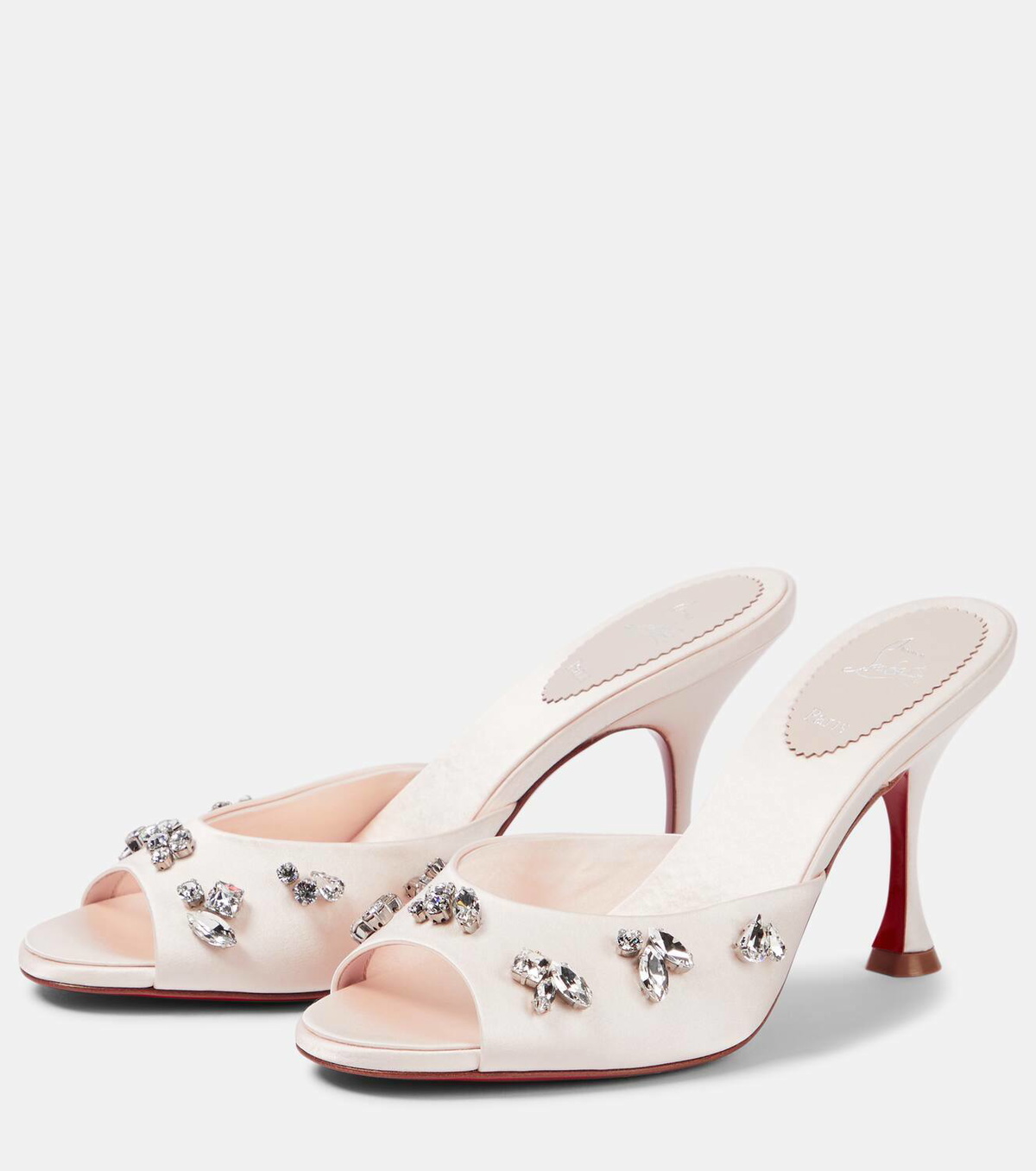 Christian Louboutin Degraqueen 85 embellished crêpe mules