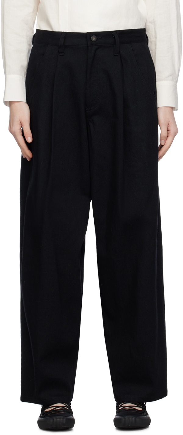Y's Black Single-Pleated Trouser