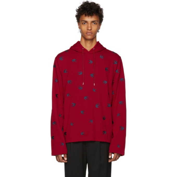 Photo: McQ Alexander McQueen Red and Navy Cutup Coverlock Hoodie