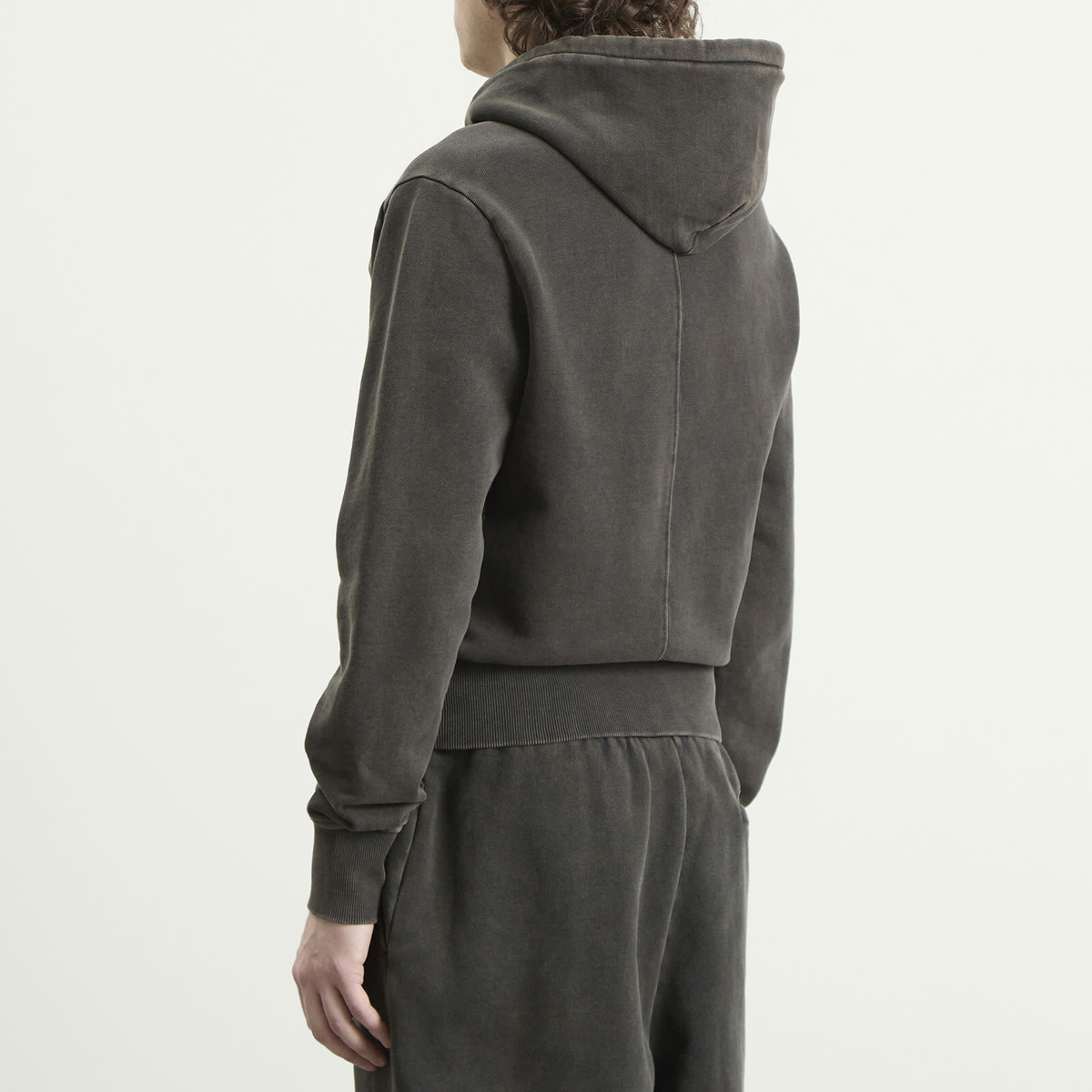 Entire Studios Men's Slim Zip Up Hoodie in Washed Black