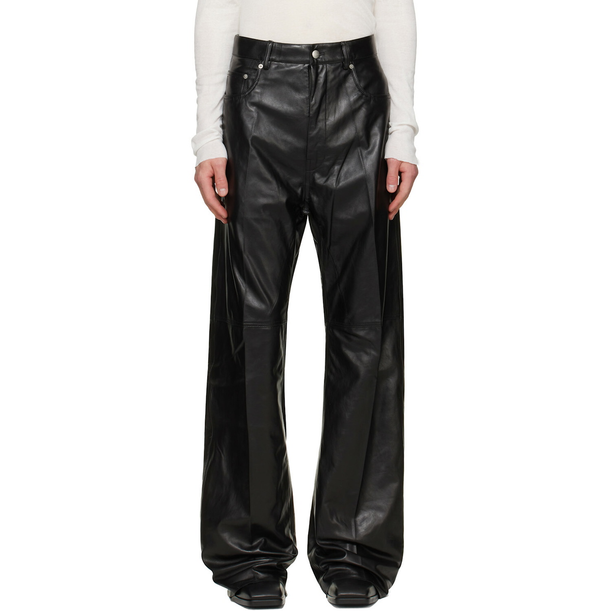 Rick Owens Black Tower Geth Leather Pants