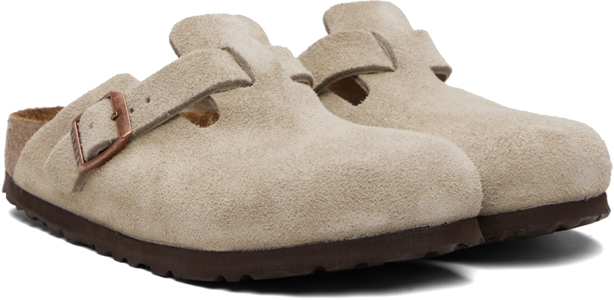 Birkenstock Taupe Narrow Boston Soft Footbed Slip-on Loafers