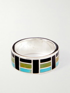 Peyote Bird - Silver, Turquoise and Onyx Ring - Silver