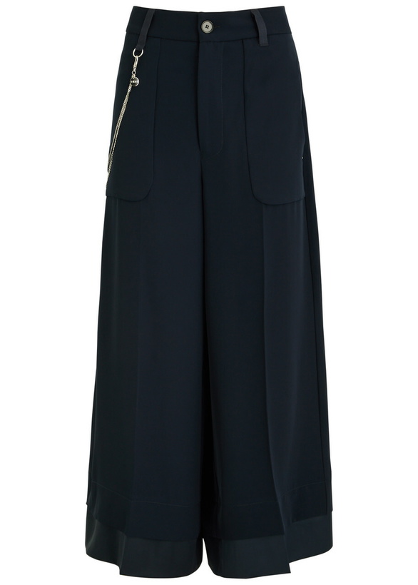 Photo: High Freeway Wide-leg Stretch-twill Trousers Navy