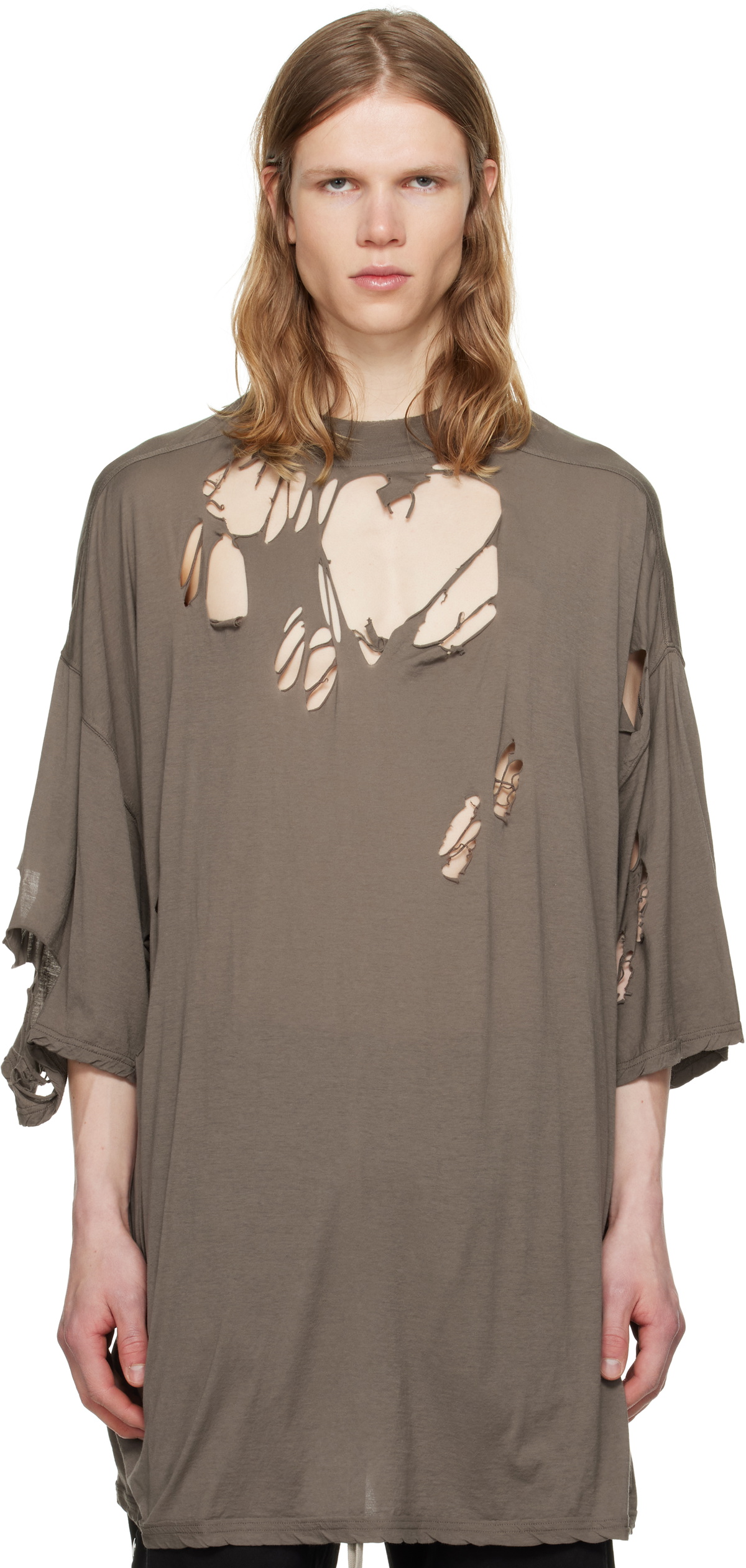 RICK OWENS DRKSHDW★SS25 HOLLYWOOD  T ダメージTシャツ DRKSHDW Hollywood Level T-shirt Black - Wrong Weather