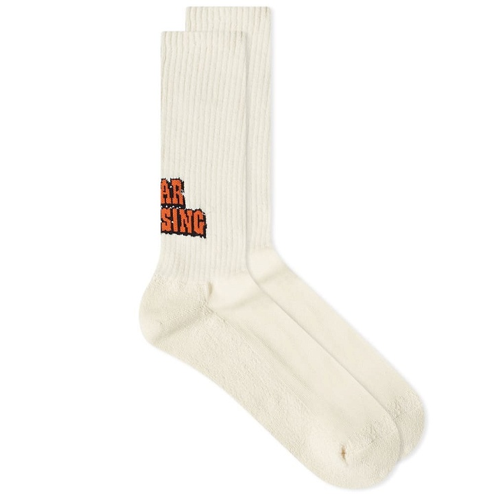 Photo: Anonymous Ism Bear Crossing Low Crew Sock in Ivory