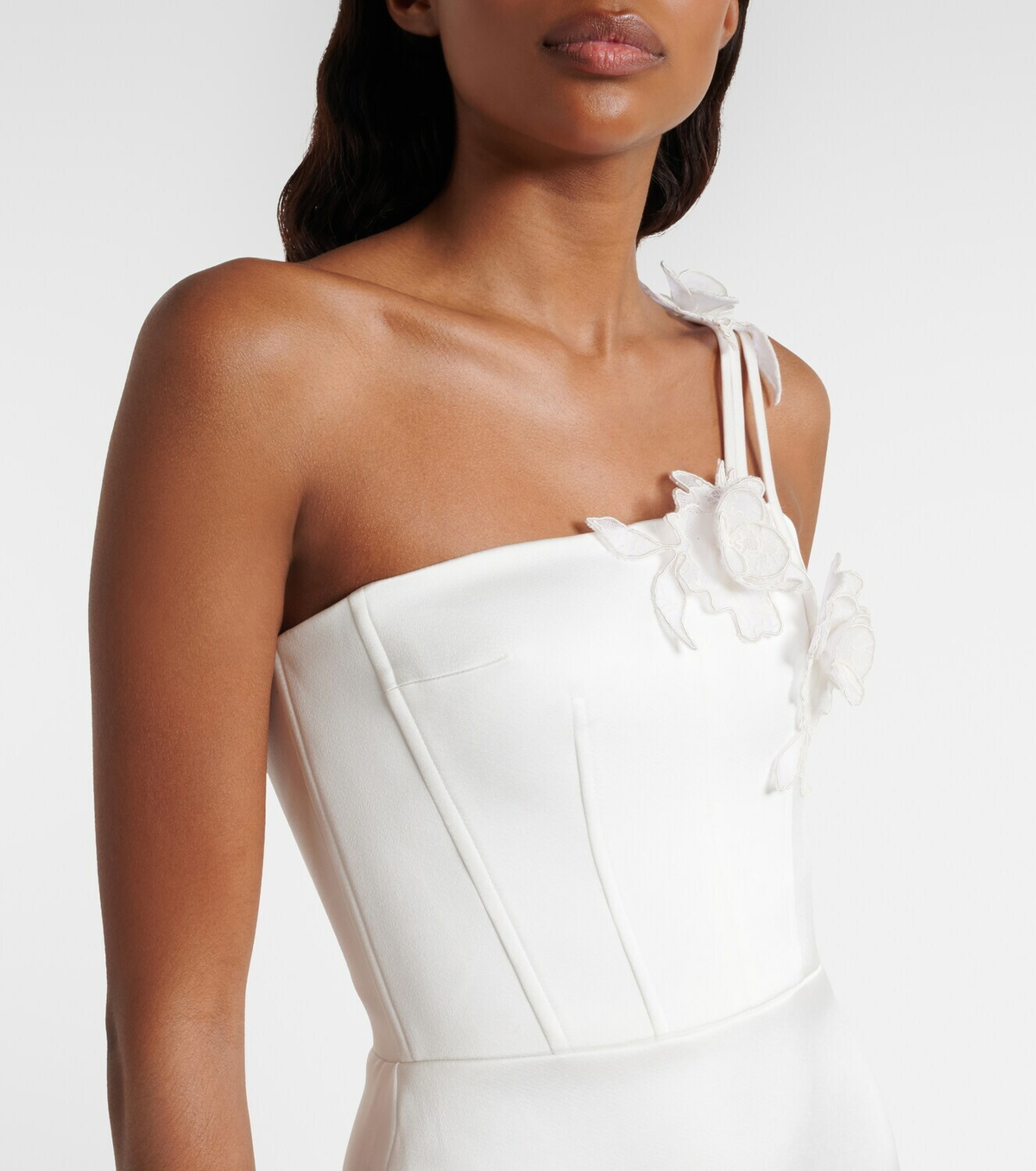 David Koma Floral-appliqué bustier dress