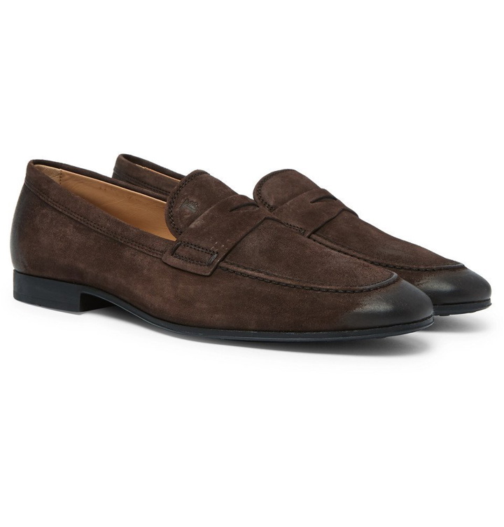 Photo: Tod's - Oiled-Suede Loafers - Men - Brown